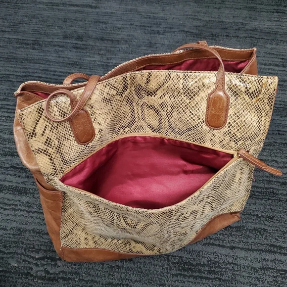 Hobo International Brown Finely Tote Autumn Python Bag - Picture 5 of 9